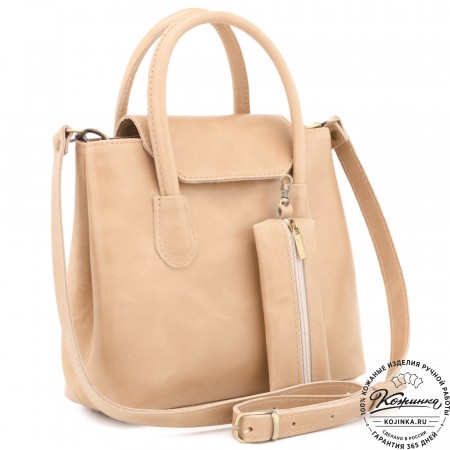  Женская кожаная сумка "Ванесса" (бежевая)